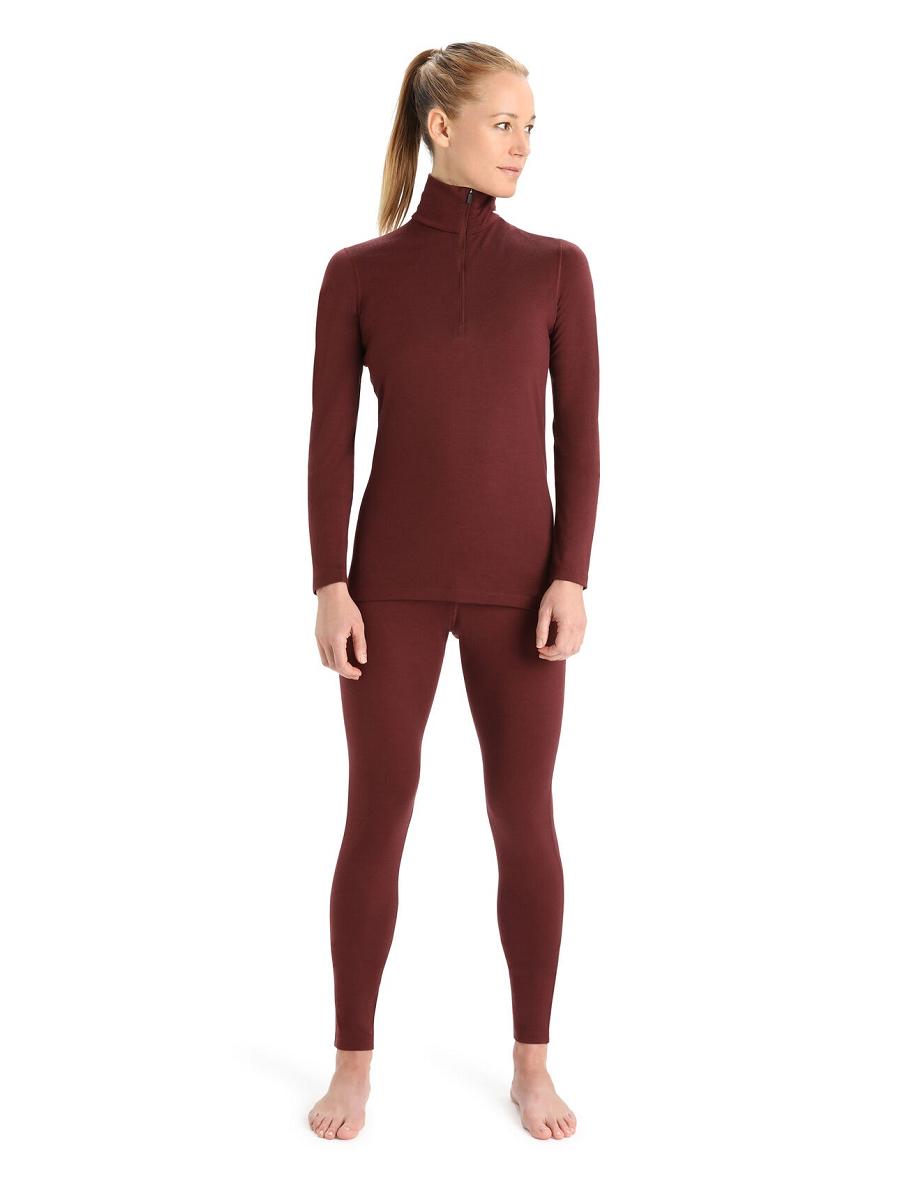 Women's Icebreaker Merino 200 Oasis Long Sleeve Half Zip Thermal Top Base Layers Espresso | CA 1045AHKP